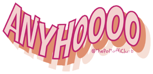 Sticker reading “ANYHOOOO”