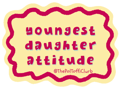 Sticker reading “youngest daughter attitude”