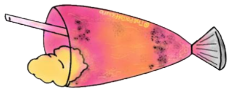 Pink ice pop in a plastic tube with a straw